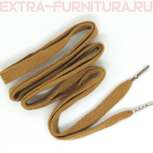 Шнурки плоские 130см, шир.10мм, Хлопок, наконечник металл, цв.бронзовый