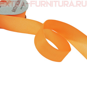 Лента атласная 24 мм цв 074 светло-оранжевый рул. 27,42м
