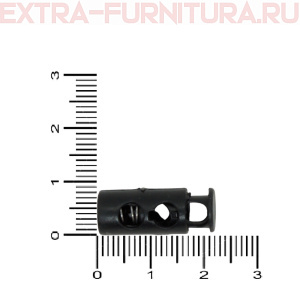 Фиксатор цилиндр двухдырочный для шнура 4мм, пластик, арт.,TBY.0080PP цв.черный уп.100шт.