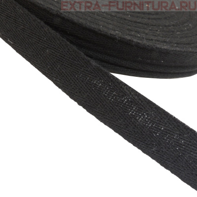 Лента ушковая (штрипочная) 25мм, цв.черный, уп.100м, 10уп./30уп. (пл.6,32 г/м)