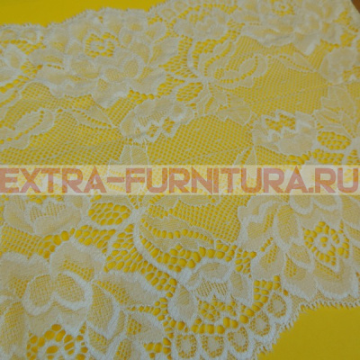 Кружево-стрейч TBY-L838 шир.180мм цв.02 молочный уп.20м