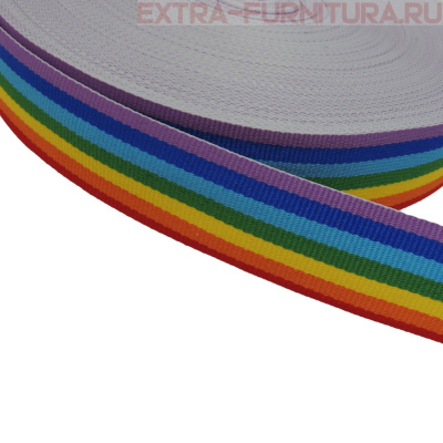 Тесьма шир.25мм тканая Рубчик неэластичная Лампас NET1025 цв.радуга (уп.45,7м)*